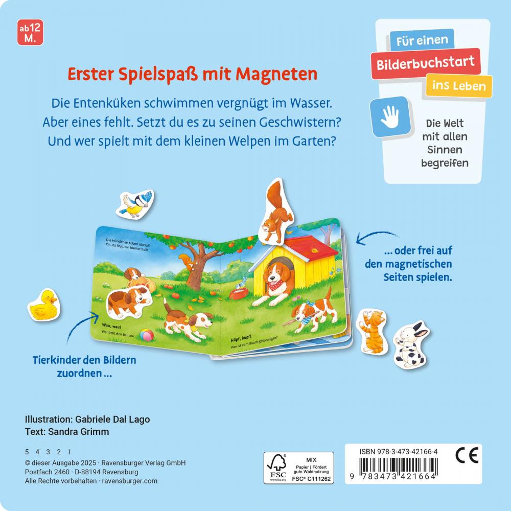 Ravensburger Buch Pappbilderbuch Mein erstes Magnetbuch Wer gehört zu wem? Tierkinder 42166