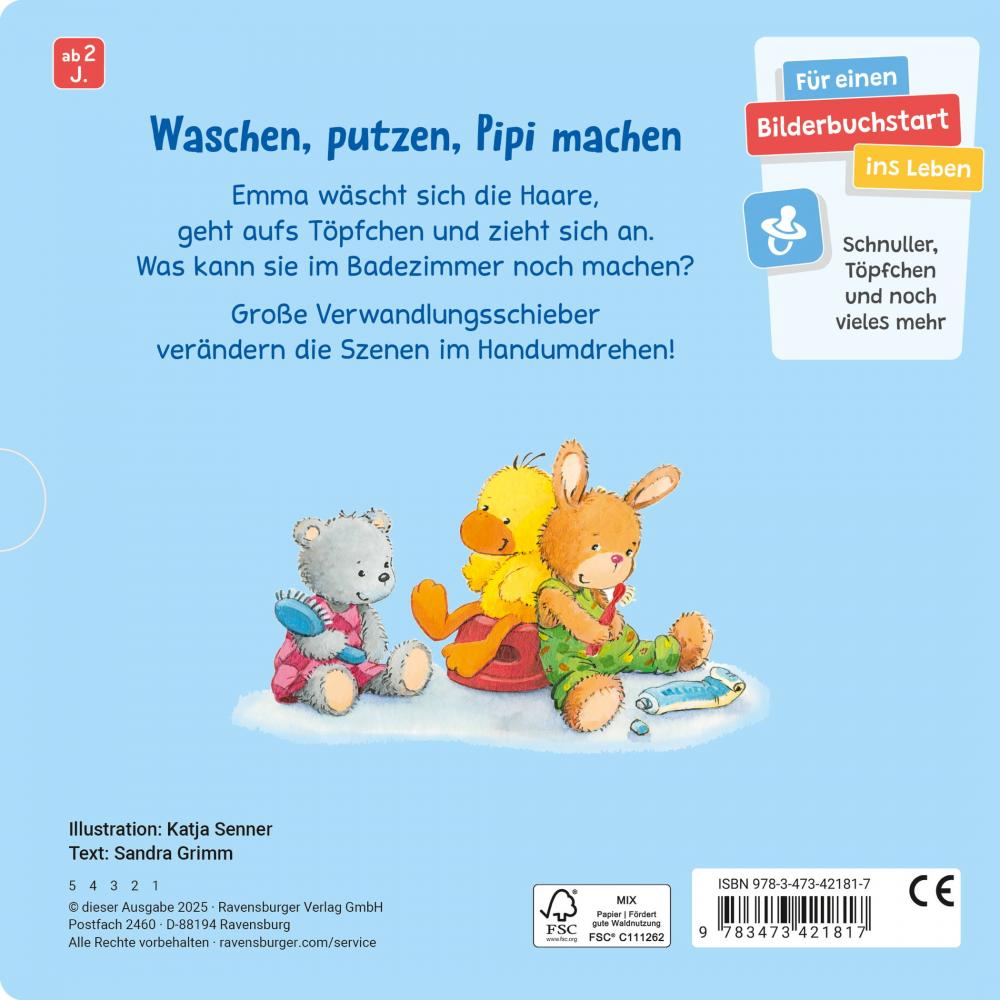 Ravensburger Buch Pappbilderbuch Haare waschen, Zähne putzen 42181