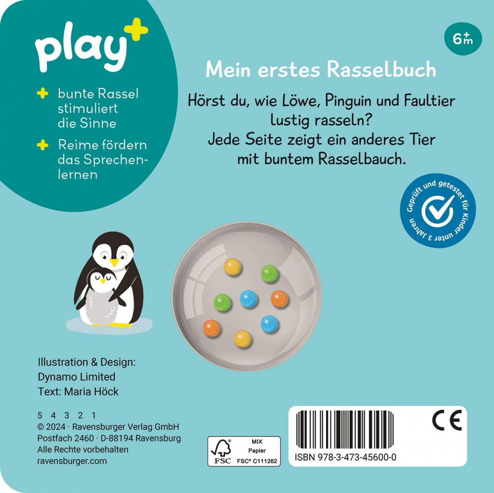 Ravensburger Buch Pappbilderbuch play+ schütteln, rasseln, spielen Erste Tiere 45600