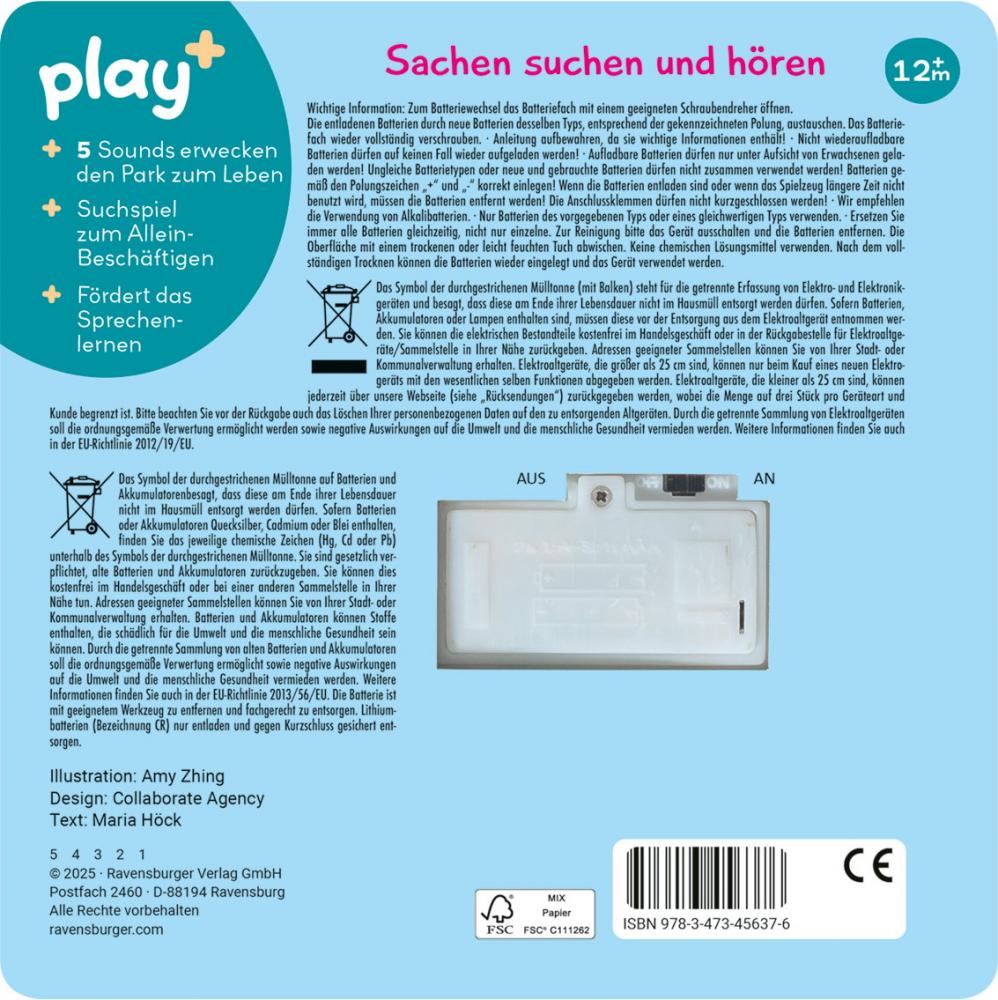 Ravensburger Buch Play+ Mein allererstes Soundbuch Im Park ab 12 Monate 45637