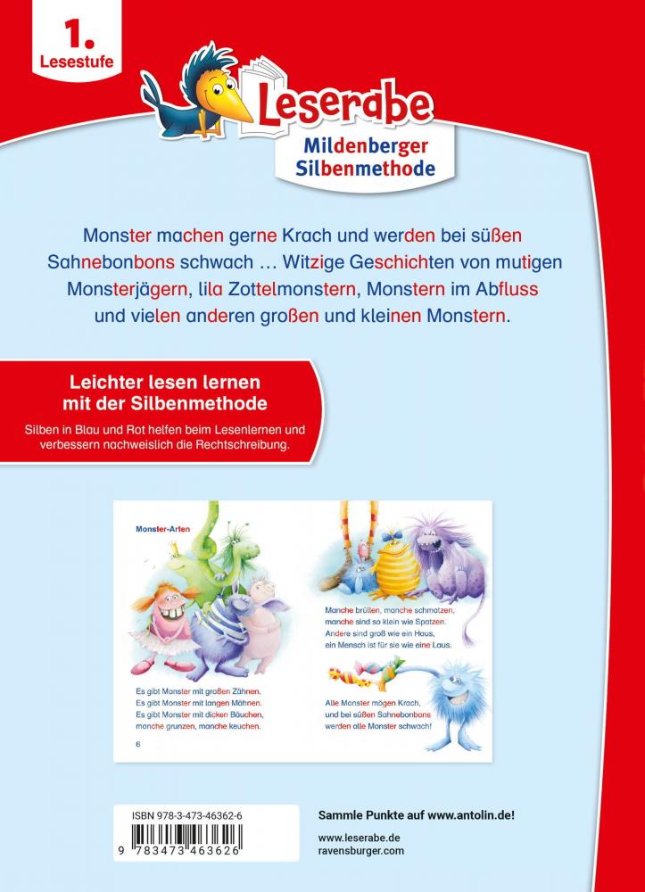 Ravensburger Buch Erstlesetitel Leserabe mit Mildenberger-Silbenmethode Monstergeschichten 46362