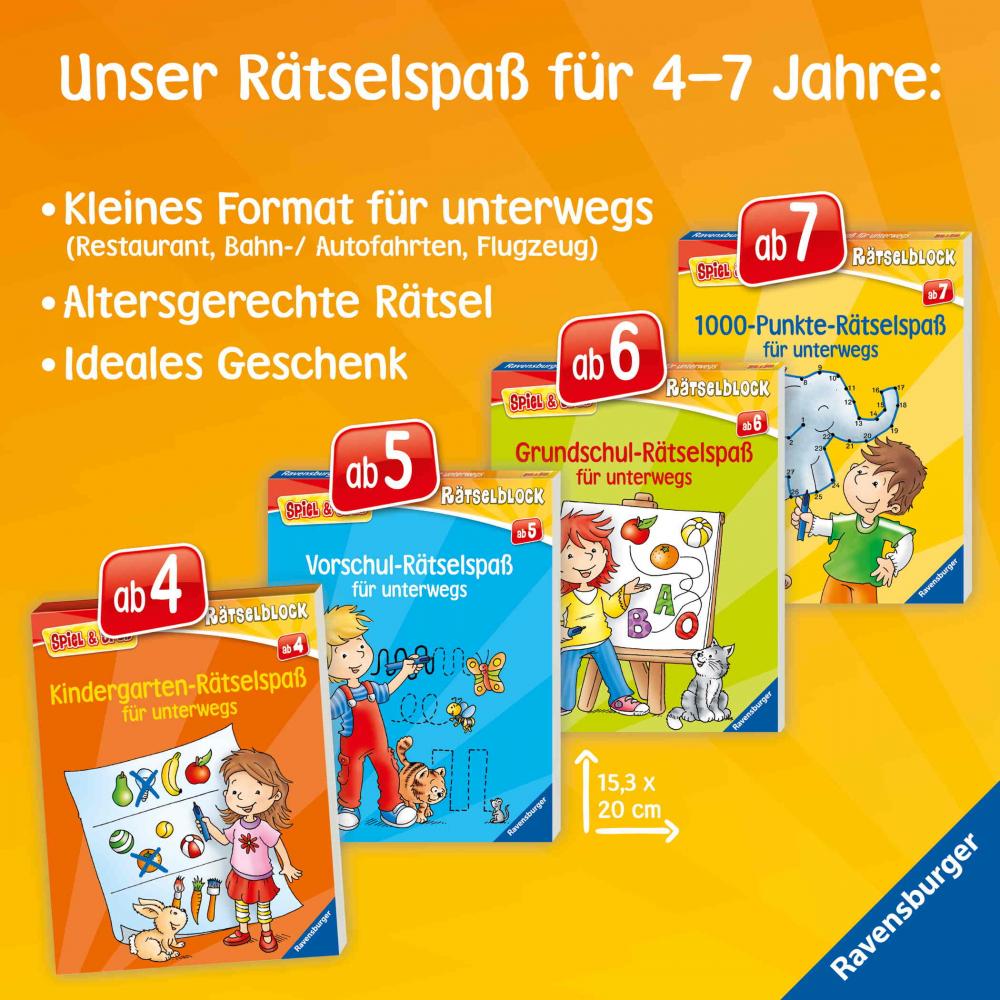 Ravensburger Buch Quiz und Rätsel Spiel & Spaß Grundschul Rätselspaß für unterwegs 48850