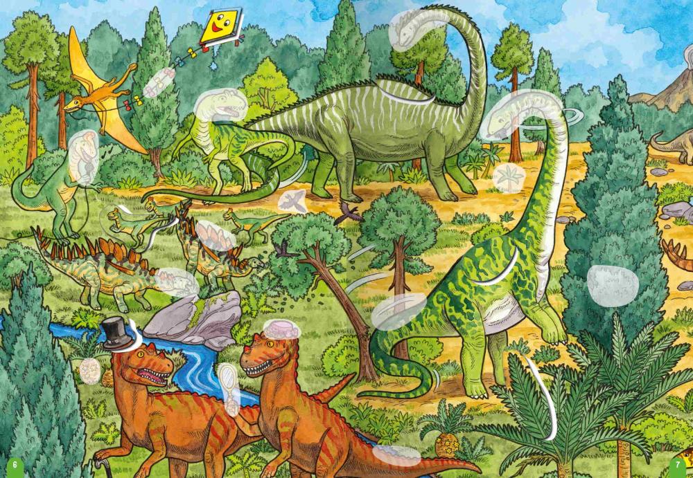 Ravensburger Buch Quiz und Rätsel Wimmeln, Rätseln, Stickern Dinosaurier 48870