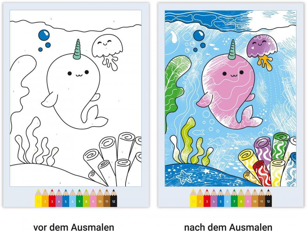 Ravensburger Buch Kreativität CreArt Malen nach Zahlen ab 5 Zauberpapier Kawaii Süße Freunde 48876