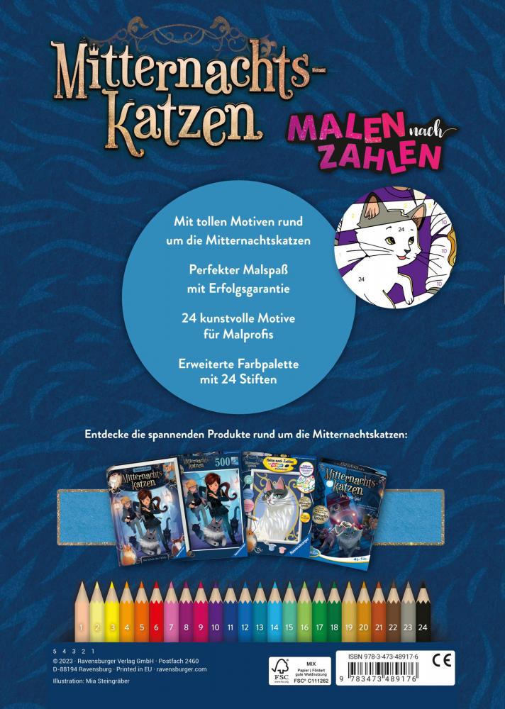 Ravensburger Buch Kreativität Malen nach Zahlen Mitternachtskatzen 48917