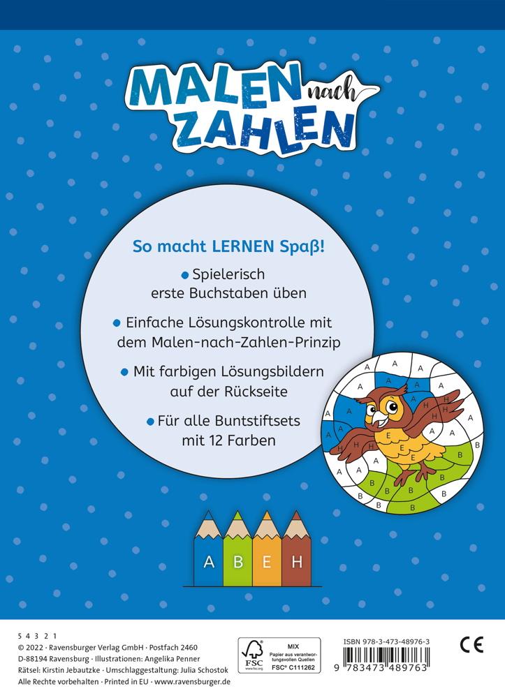 Ravensburger Buch Kreativität Malen nach Zahlen Vorschule Erste Buchstaben 48976