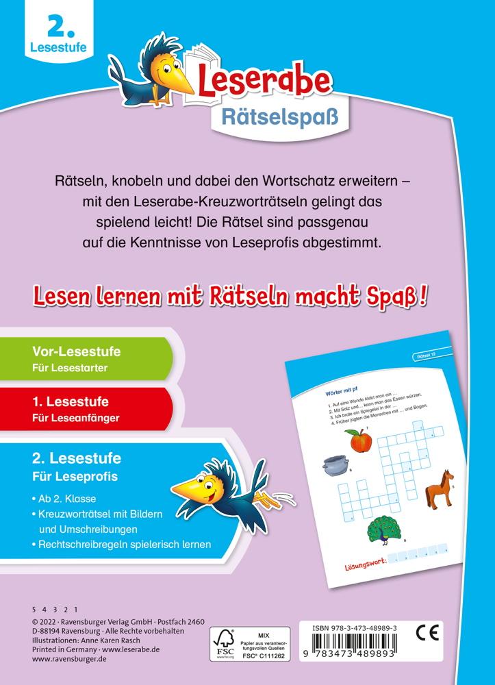 Ravensburger Buch Quiz und Rätsel Leserabe 2 Kreuzworträtsel zum Lesenlernen 48989