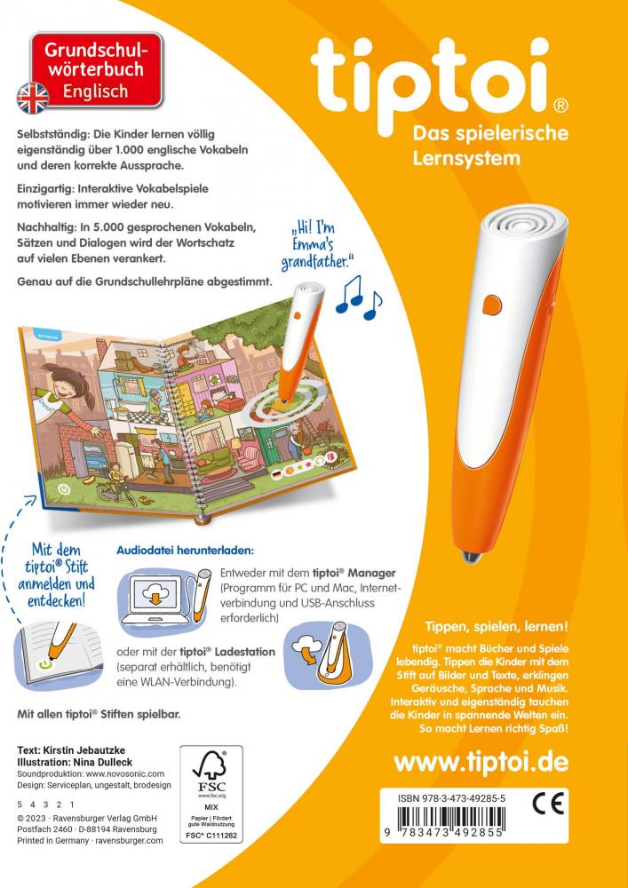 Ravensburger Buch tiptoi Lern mit mir Grundschulwörterbuch Englisch 49285