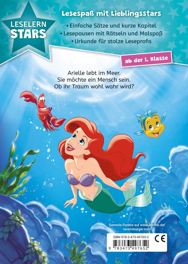 Ravensburger Buch Erstlesetitel Leselernstars Disney Arielle die Meerjungfrau 49765