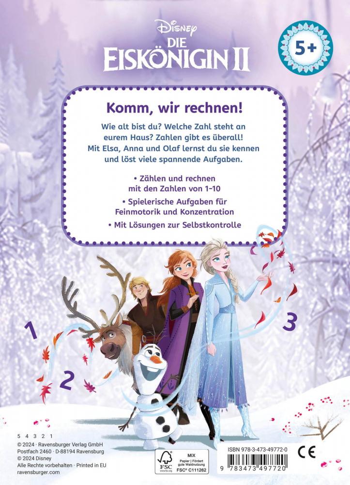 Ravensburger Buch Disney Die Eiskönigin 2 Mein Vorschulblock Zählen und Rechnen 49772