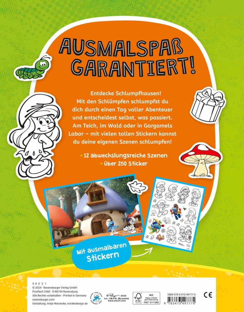 Ravensburger Buch Activity Mein Ausmalstickerbuch Die Schlümpfe 49777