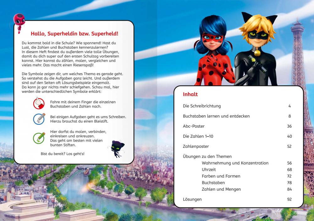 Ravensburger Buch Miraculous Das große Vorschulbuch Buchstaben, Zahlen, Konzentration 49825