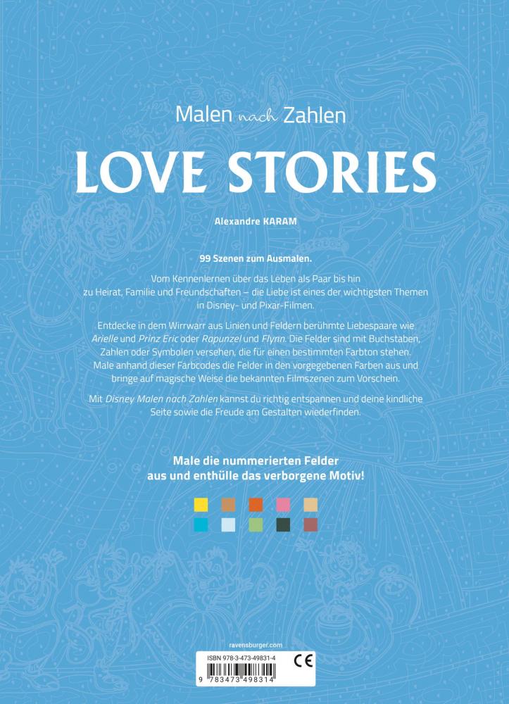 Ravensburger Buch Kreativität Disney Malen nach Zahlen Love Stories 49831