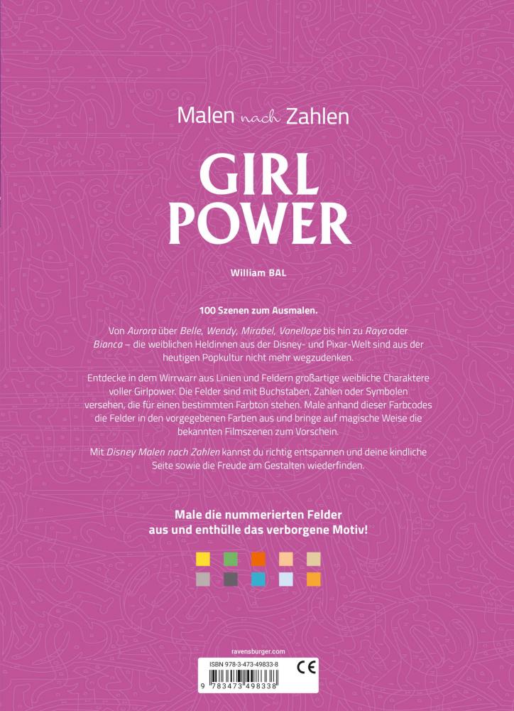 Ravensburger Buch Kreativität Disney Malen nach Zahlen Girl Power 49833