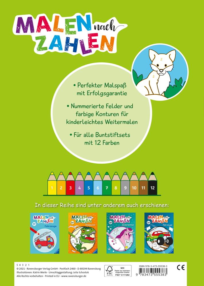 Ravensburger Buch Kreativität Malen nach Zahlen ab 3 Tiere 55538