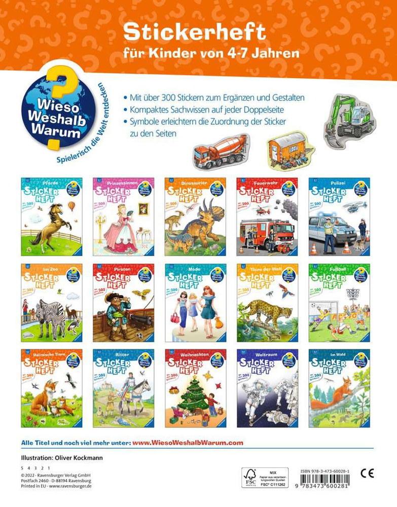 Ravensburger Buch Wieso? Weshalb? Warum? Stickerheft Fahrzeuge auf der Baustelle 60028