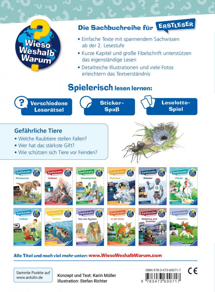 Ravensburger Buch Wieso? Weshalb? Warum? Erstleser Band 16 Gefährliche Tiere 60071