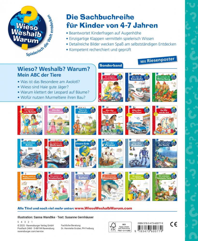 Ravensburger Buch Wieso? Weshalb? Warum? Kindersachbuch Mein ABC der Tiere 60077