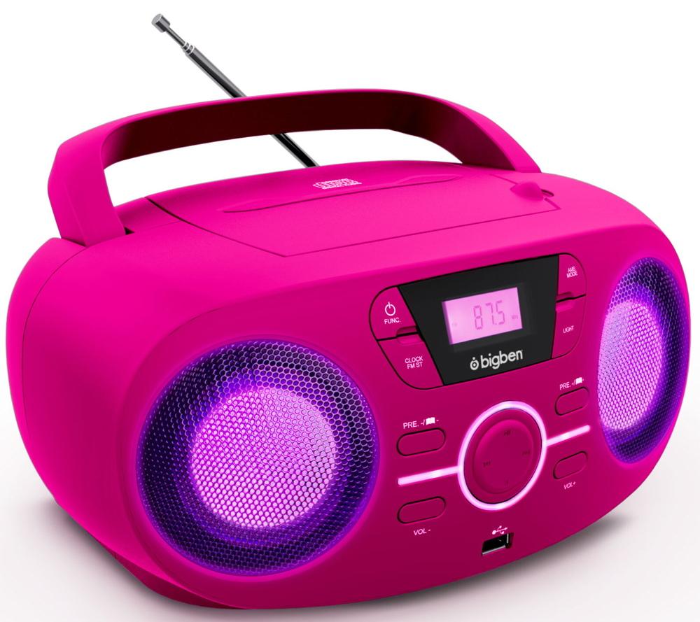 Bigben tragbarer CD Player CD61 pink USB MP3 FM Radio AUX-IN AU363180