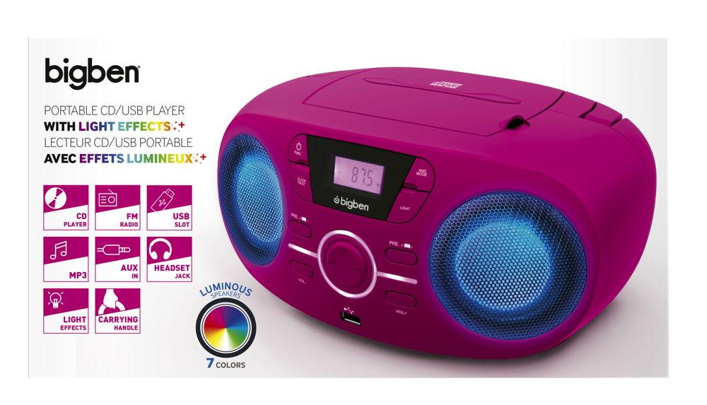 Lecteur CD/USB portable avec effets lumineux CD61 - Big Ben