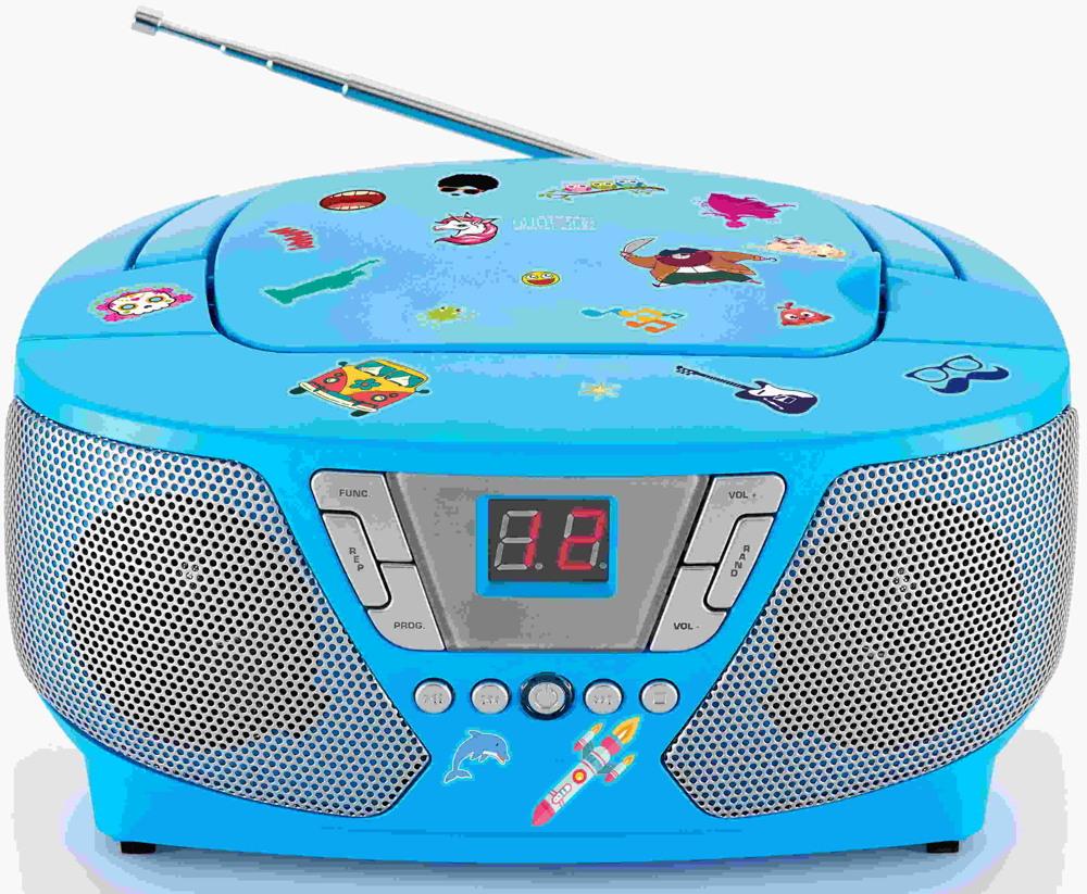 Bigben tragbarer CD Player CD60 Kids blau FM Radio AUX-IN 400 Sticker AU364446