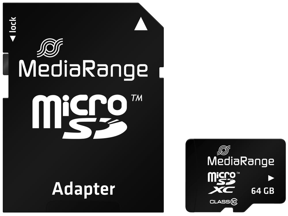 Mediarange Micro SDXC Karte 64GB Speicherkarte Class 10