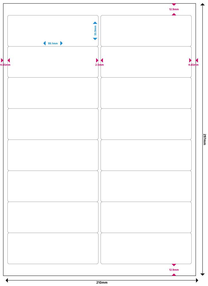 8000 Mediarange Etiketten Label selbstklebend 99,1 x 33,9 mm auf 500 A4 Bogen