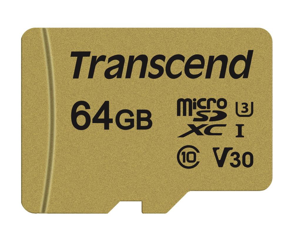 Transcend Micro SDXC Karte 64GB Speicherkarte 500S UHS-I U3 4K V30 Class 10