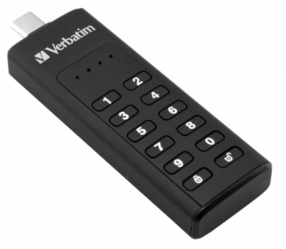 Verbatim USB Stick 32GB Speicherstick Keypad Secure AES 256 Bit schwarz TYP C USB 3.2