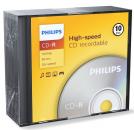 10 Philips Rohlinge CD-R 80Min 700MB 52x Slimcase