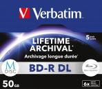 5 Verbatim Rohlinge M-Disc Blu-ray BD-R Dual Layer 50GB 6x Jewelcase