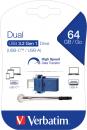 Verbatim USB Stick 64GB Speicherstick Store 'n' Go Dual Drive blau Typ C USB 3.2
