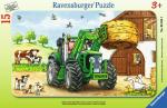 15 Teile Ravensburger Kinder Rahmen Puzzle Traktor auf dem Bauernhof 06044