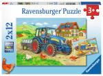 2 x 12 Teile Ravensburger Kinder Puzzle Baustelle und Bauernhof 07616