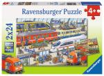 2 x 24 Teile Ravensburger Kinder Puzzle Trubel am Bahnhof 09191