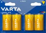 4 Varta 4120 Longlife D / Mono Alkaline Batterien im 4er Blister