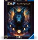 500 Teile Ravensburger Puzzle Glow in the dark Leuchtender Wolf 12000442