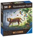 500 Teile Ravensburger Puzzle Wooden Holz Tiger im Dschungel 17514