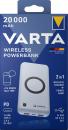 Varta Powerbank mobile Ladestation wireless 20000 mAh Typ A / Typ C USB OUT weiß