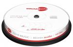 10 Primeon Rohlinge CD-R Audio full printable photo on disc 80 Minuten Musik Spindel