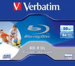 1 Verbatim Rohling Blu-ray BD-R Dual Layer full printable 50GB 6x Jewelcase