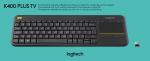 Logitech Tastatur K400 Wireless Unifying kabellos Plus TV Touchpad schwarz 920-007127