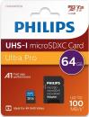 Philips Micro SDXC Karte 64GB Speicherkarte Ultra Pro UHS-I U3 V30 A1 Class 10