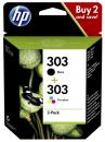 2 HP Druckerpatronen Tinte Nr. 303 BK / tri-color Multipack