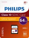 Philips SDXC Karte 64GB Speicherkarte UHS-I U1 Class 10