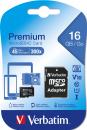 Verbatim Micro SDHC Karte 16GB Speicherkarte Premium UHS-I Class 10