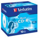 10 Verbatim Rohlinge CD-R Audio 80 Minuten Musik Jewelcase