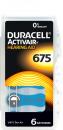 6 Duracell Activair Typ 675 / DA 675 Zink-Luft Hörgerätebatterien im 6er Blister