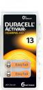 6 Duracell Activair Typ 13 / DA 13 Zink-Luft Hörgerätebatterien im 6er Blister