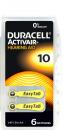 6 Duracell Activair Typ 10 / DA 10 Zink-Luft Hörgerätebatterien im 6er Blister